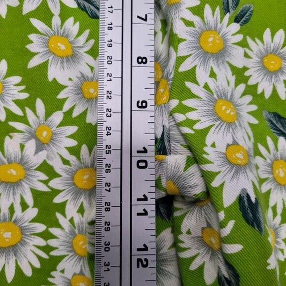 Vintage gidget green yellow flower print cropped pull on pants size large - Picture 6 of 7
